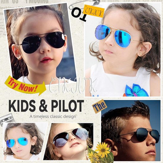 Kinderen Aviator Zonnebril - Jongens Meisjes Bril - Bescherming Tegen Zon - Metalen Montuur Spiegeld - 3-9 Jaar - Gekleurd van Merkloos — afbeelding 2