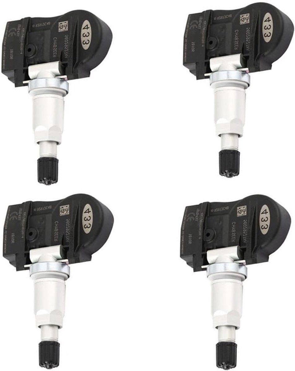 Bandenspanningssensoren - TPMS sensoren - Veilig Rijden - Slijtvast Materiaal - 4 Stuks - Zwart Zilver