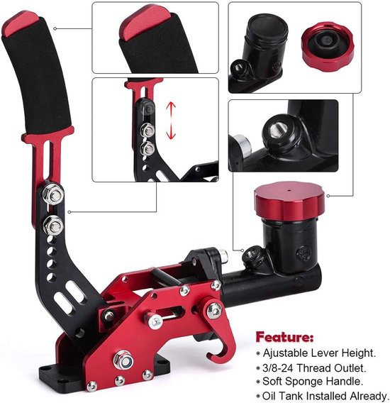 Hydraulische Drift Handrem - Hydro E-Brake Rally - Voertuig Zijwaarts Glijden - Verstelbare Hefboomhoogte - 0.75Bar Hoofdcilinder - Rood van Merkloos — afbeelding 4