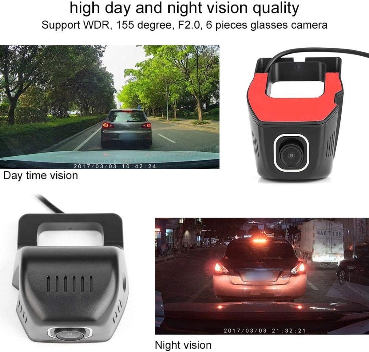 Dashcam - Autocamera DVR - Veilig Rijden - Ingebouwde Wifi Module - 1080P Full HD - Zwart – foto 8