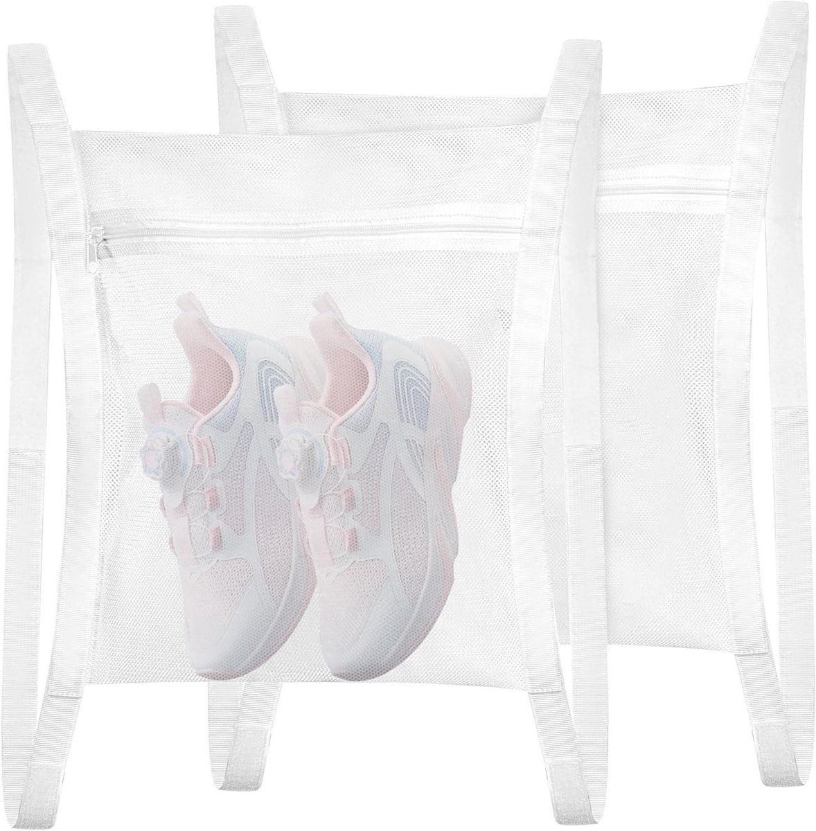 Sneaker Droger Tassen Schoen Wasnet Schoenen Drogen Verstelbare Elastische Banden 40 x 35 cm Wit