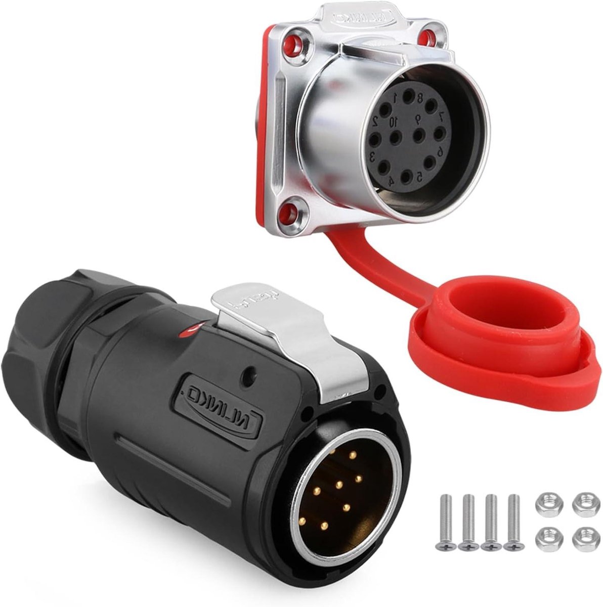 Industriële Waterdichte Connector - Ronde Stekkerverbinder - Industriële Aansluitingen - IP68 Beschermingsgraad - M24 10-Polig - Wit