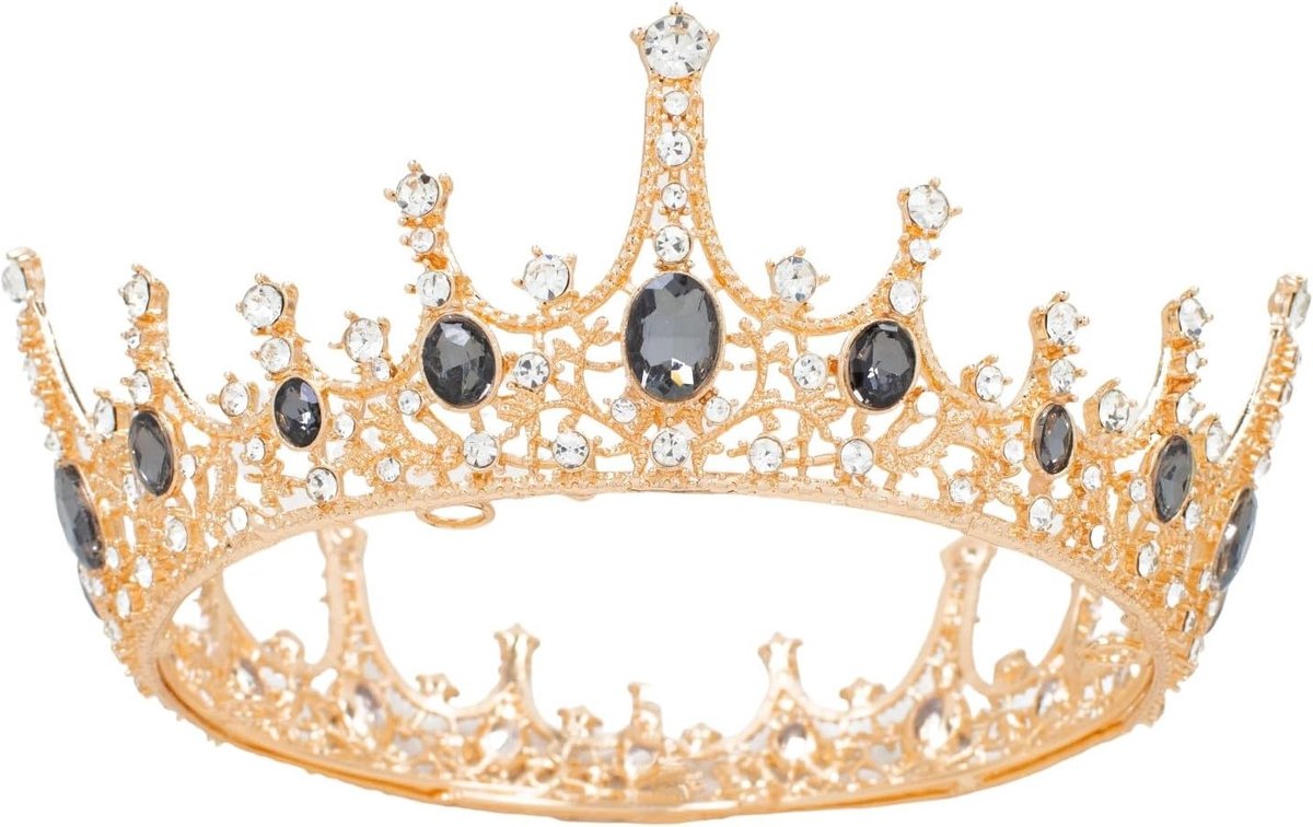 Barokke Tiara met Rhinestones voor Vrouwen - Kristallen Kroon voor Bruiloften en Parades, Elegante Accessoires voor Feestelijke Gelegenheden