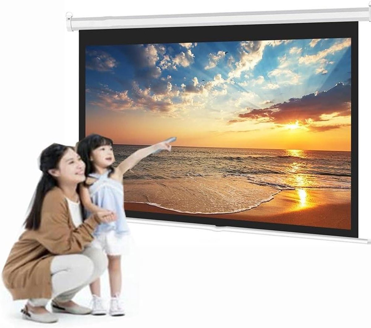 Projectorscherm Handmatig - Filmscherm Beamer - Thuisbioscoop Presentaties - HD Glasvezel Materiaal - 50 inch 4:3 - Wit