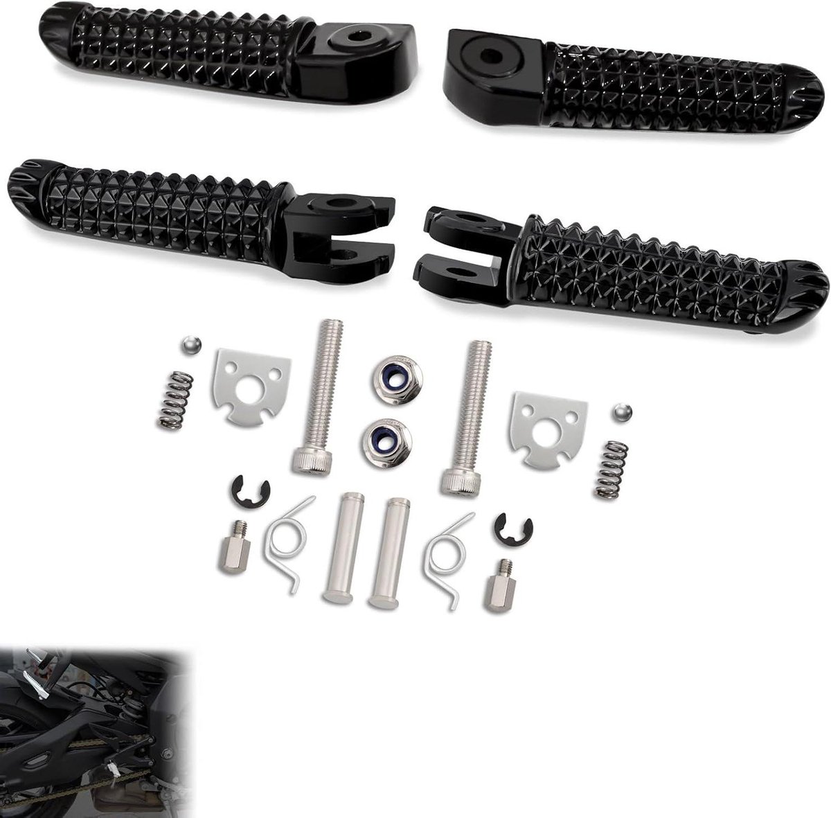 Voetsteunen Motor - Motorsteunen Achter - Verbeterde Grip - Specifieke Pasvorm - Set van 2 - Zwart