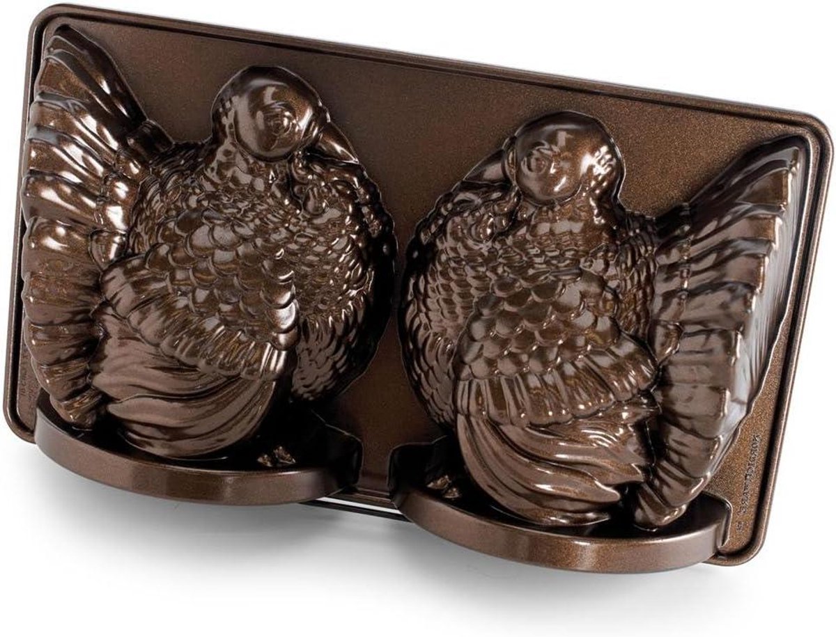 Turkije Bakvorm - Gevogelte Mal - Feestelijke Taarten Maken - Zware Gegoten Aluminium - 8 Inches - Brons
