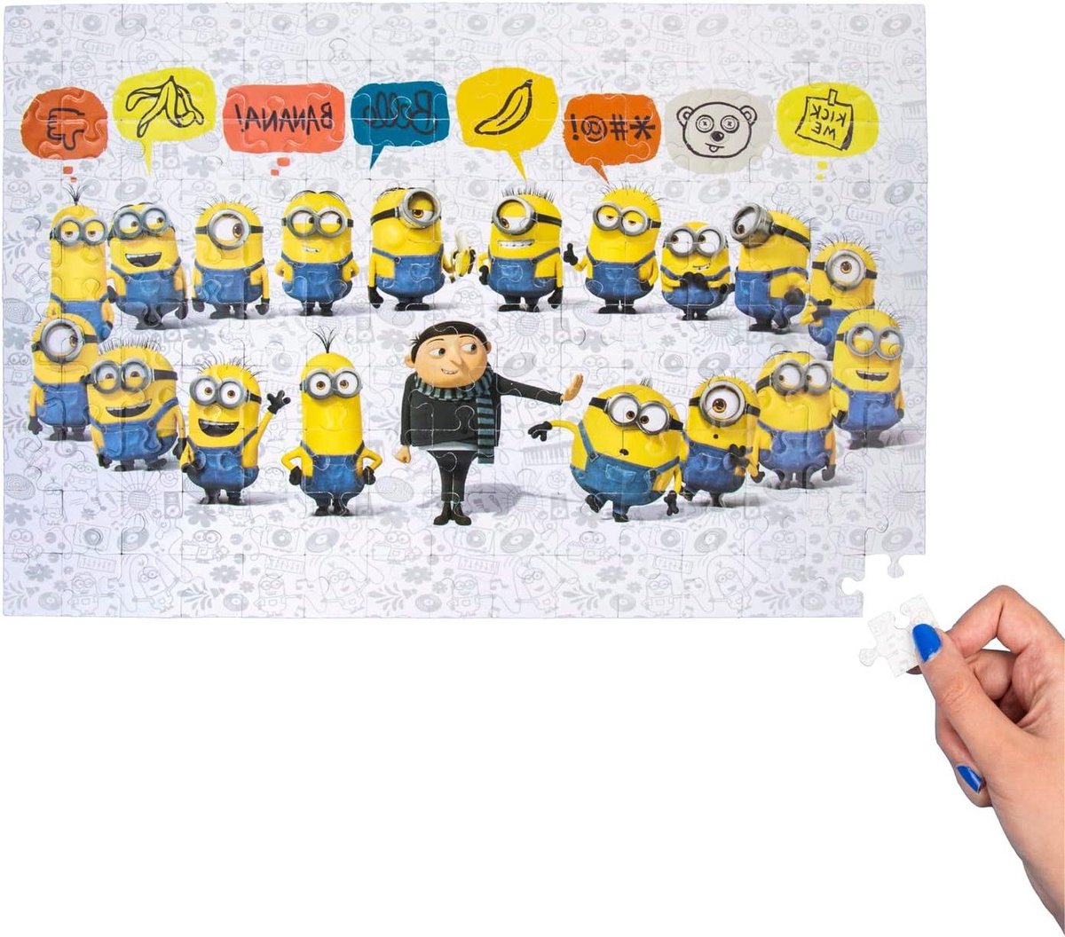 Minions Puzzel - Legpuzzel Dubbelzijdig - Familie Puzzelplezier - Verborgen Afbeeldingen - 150 Stukjes - Meerkleurig