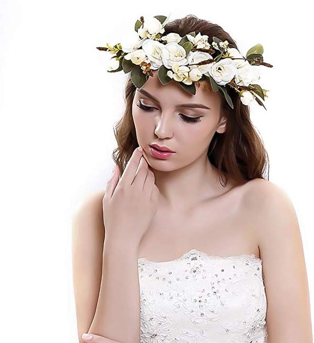 Bloem Kroon Hoofdband - Bloemenkrans Haarband - Feestelijke Aankleding - Handgemaakte Zijden Bloemen - Verstelbaar Lint - Meerdere Kleuren