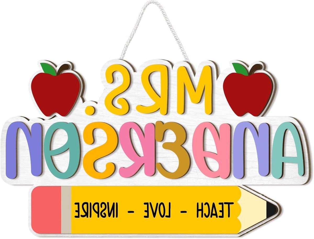 Naambord Leraar - Deurbord Klas - Klaslokaal Decoratie - Gepersonaliseerd Hout - 20.3 cm - Niet gespecificeerd