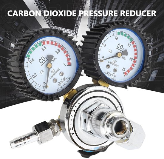CO2 Drukregelaar - Gasreduceerventiel Lasregelaar - Gaslassen Snijden - Dubbele Manometer - G5/8 - Zilver — afbeelding 2