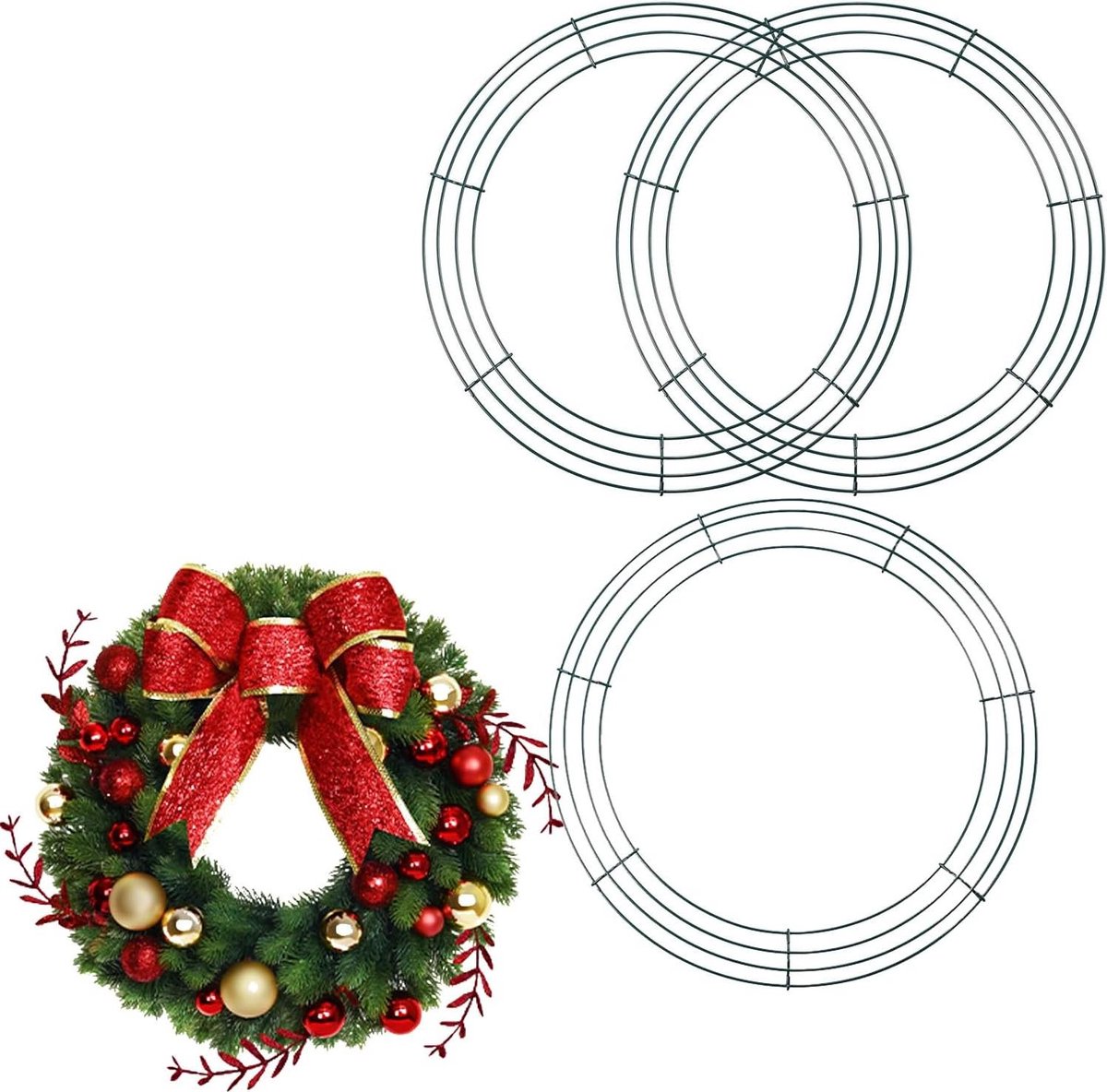 Metalen draadkrans frame - Hobby ringen - Kransen maken - Duurzaam ijzerdraad - 305 cm - Donkergroen