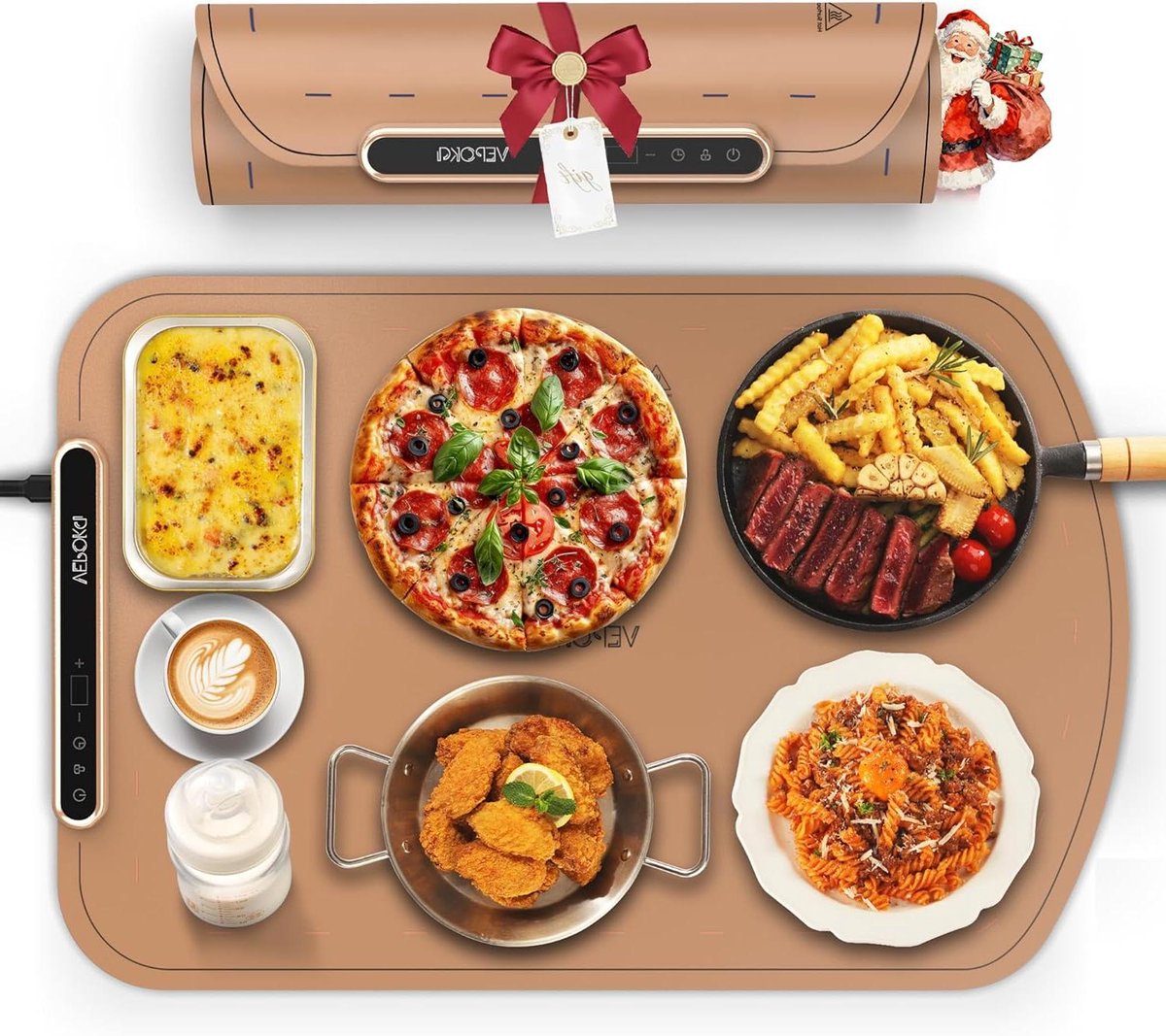 Buffet Verwarmingsmat - Elektrische Warmhoudplaat - Eten Warm Houden - 7 Temperatuur Niveaus - 60 x 40 cm - Bruin