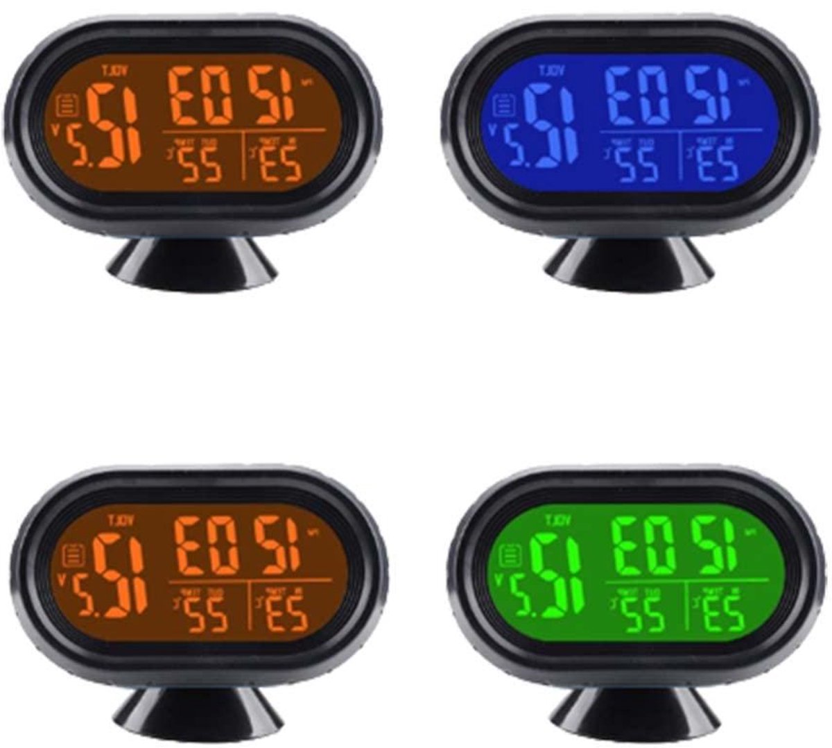 Digitale Autoklok Thermometer - Voltmeter Monitor - Reistijd Meten - Drie Functies In Eén