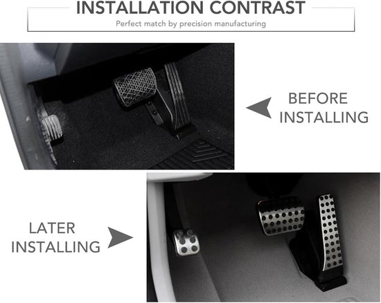 Pedaal Covers Set - Rem Gas - Verbeterde Grip - Antislip Rubber - 3 Delig - Zwart Zilver — afbeelding 5