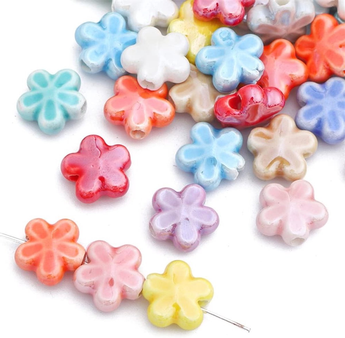 Vijfbladige keramische kralen voor sieraden maken - 30 stuks voor armbanden, hangers en oorbellen decoraties