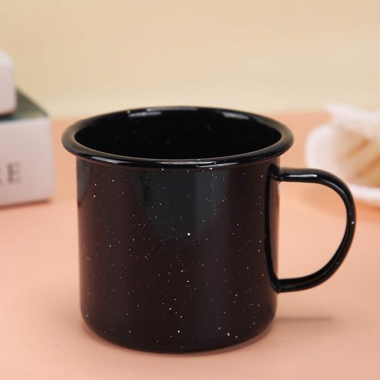 Kampeer mokken - Outdoor mokken - Koffie drinken buiten - Stevig emaille - 500 ml - Blauw en rood — afbeelding 3