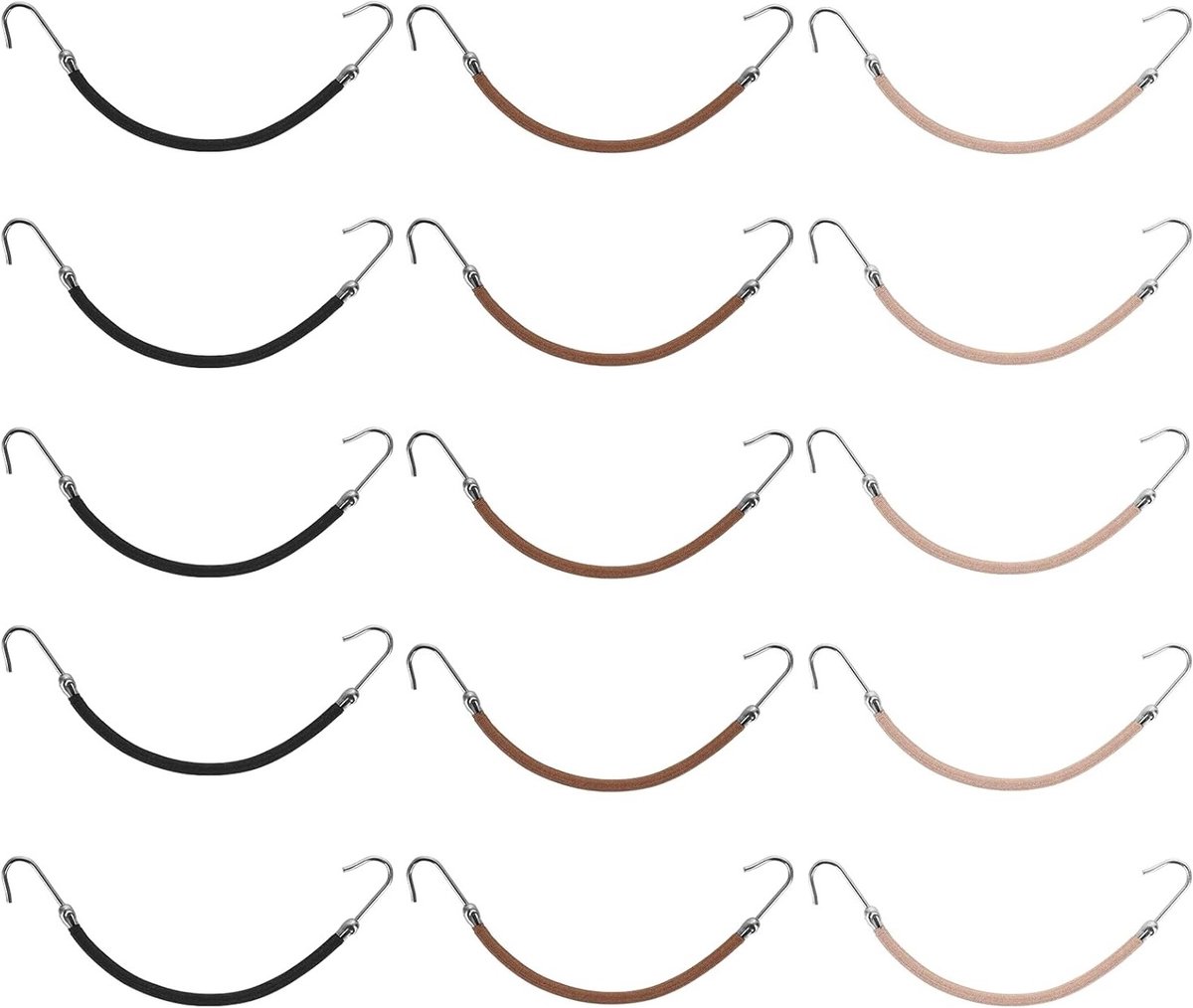 15 Stuks Elastische Haarknippen voor Haakjes, Bungee Haarbanden en Styling voor Alle Haartypes, Bruin
