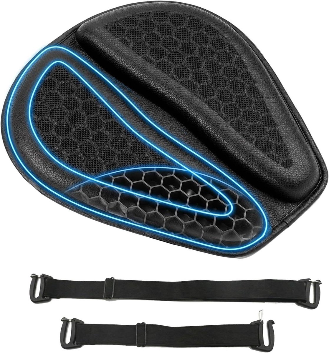 Motorfiets zitkussen - Motorzadelkussen Gelkussen - Comfortabel lange ritten - 3D honingraatstructuur - 17 cm zitdiepte - Zwart