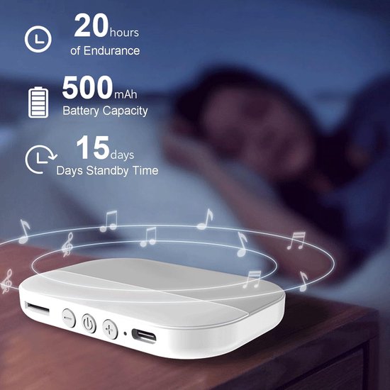 Onder kussen luidspreker - Slaap speaker - Privé luisteren - Botgeleiding technologie - 20 uur speeltijd - Grijs — afbeelding 4