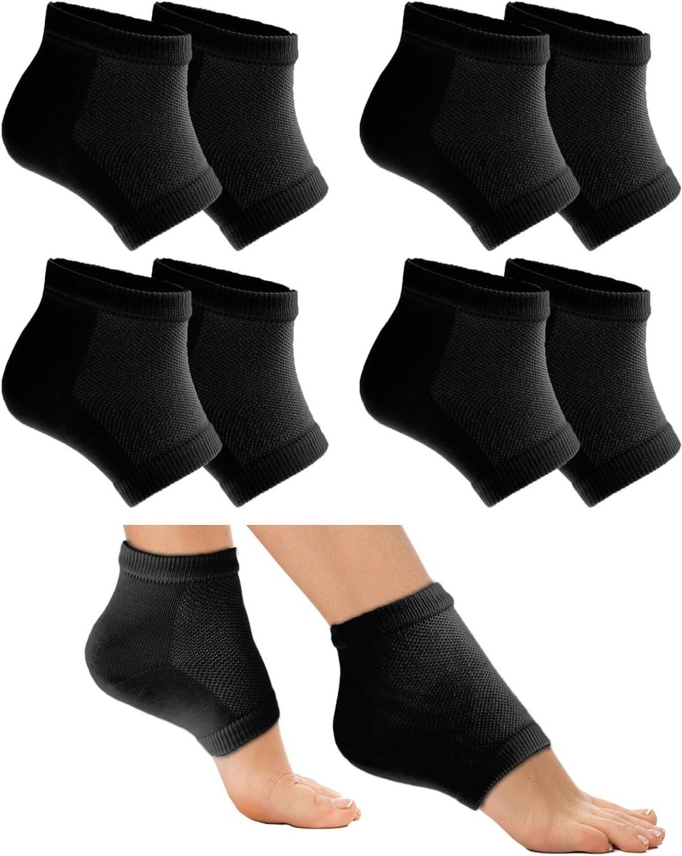 4 Paar Vochtinbrengende Gel Hiel Sokken voor Scheuren, Toeless Spa Sokken voor Vrouwen, Zachte Katoenen Silicone Hielhoezen voor Hydratatie en Comfort