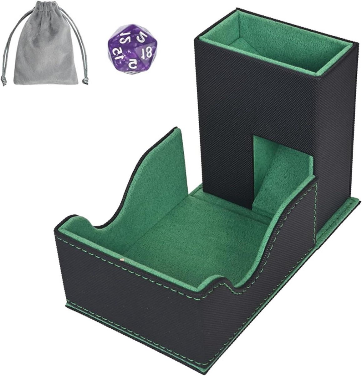 Dobbelsteen Houder - Dobbelsteen Toren - Tabletop Rollenspellen - Magnetische Sluiting - 100 Grams - Groen
