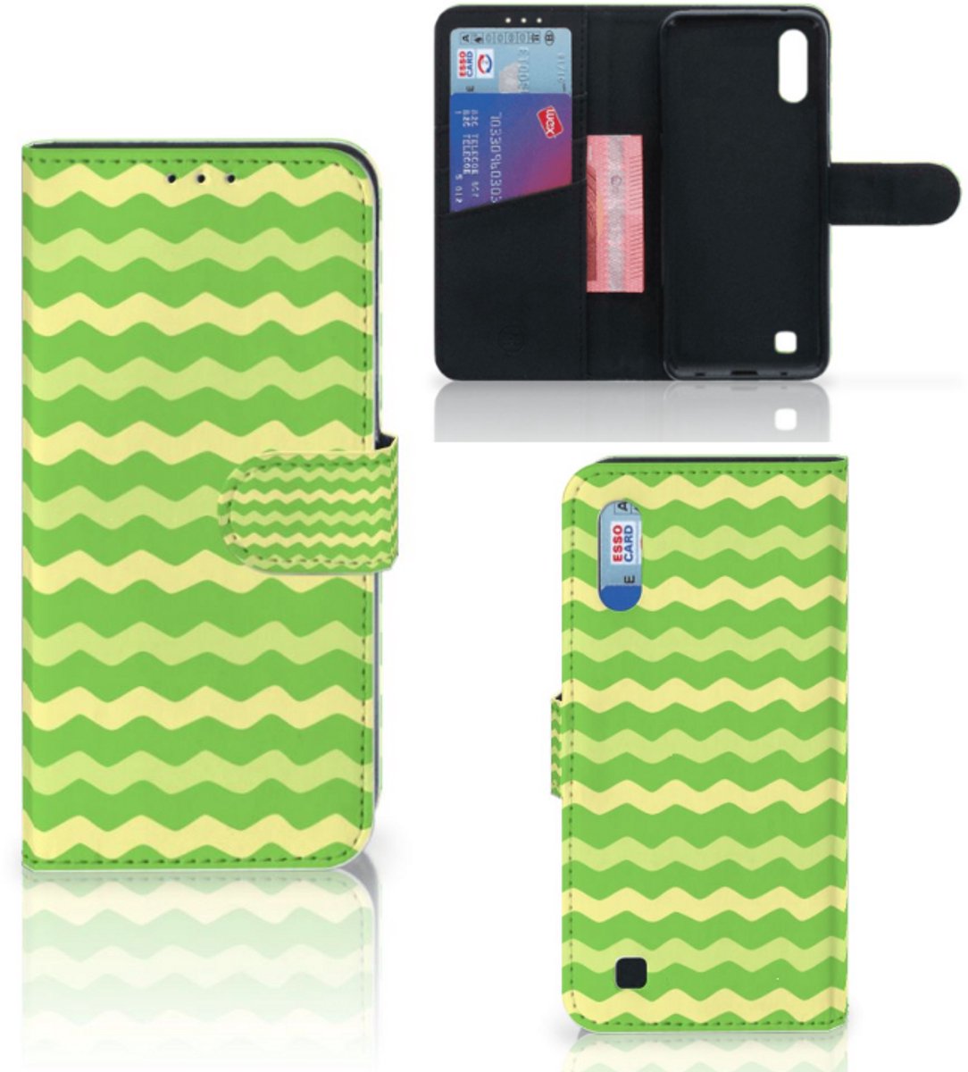 Boekhoesje voor Samsung Galaxy M10 Telefoon Hoesje Waves Green