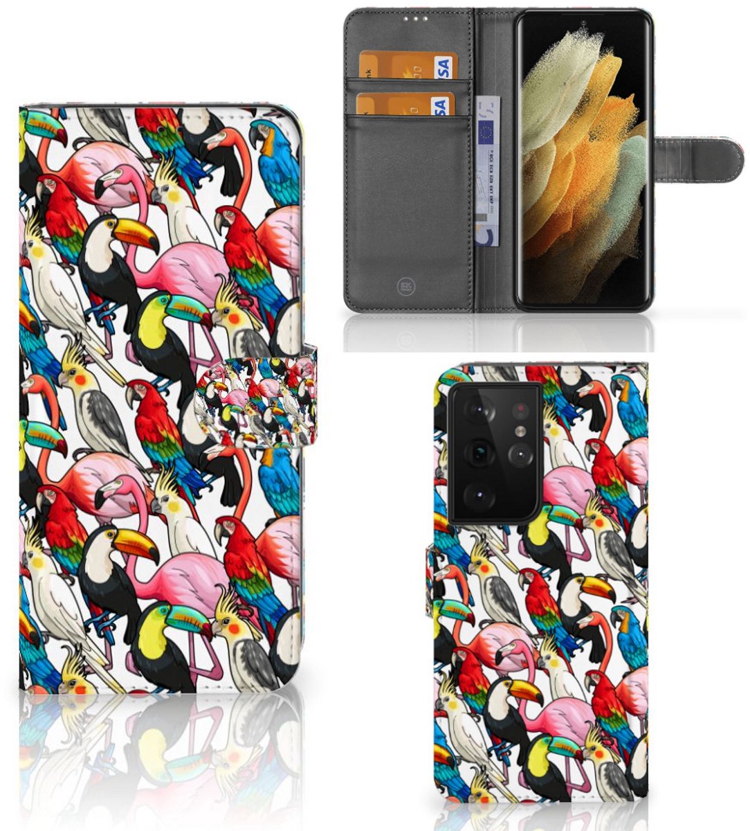 Samsung Galaxy S21 Ultra Telefoonhoesje met Pasjes Birds