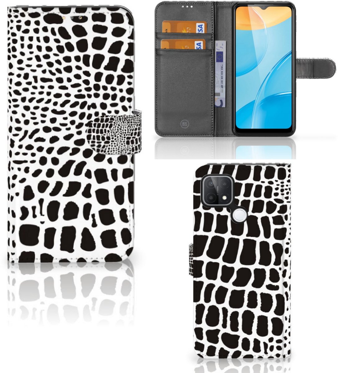 OPPO A15 Telefoonhoesje met Pasjes Slangenprint