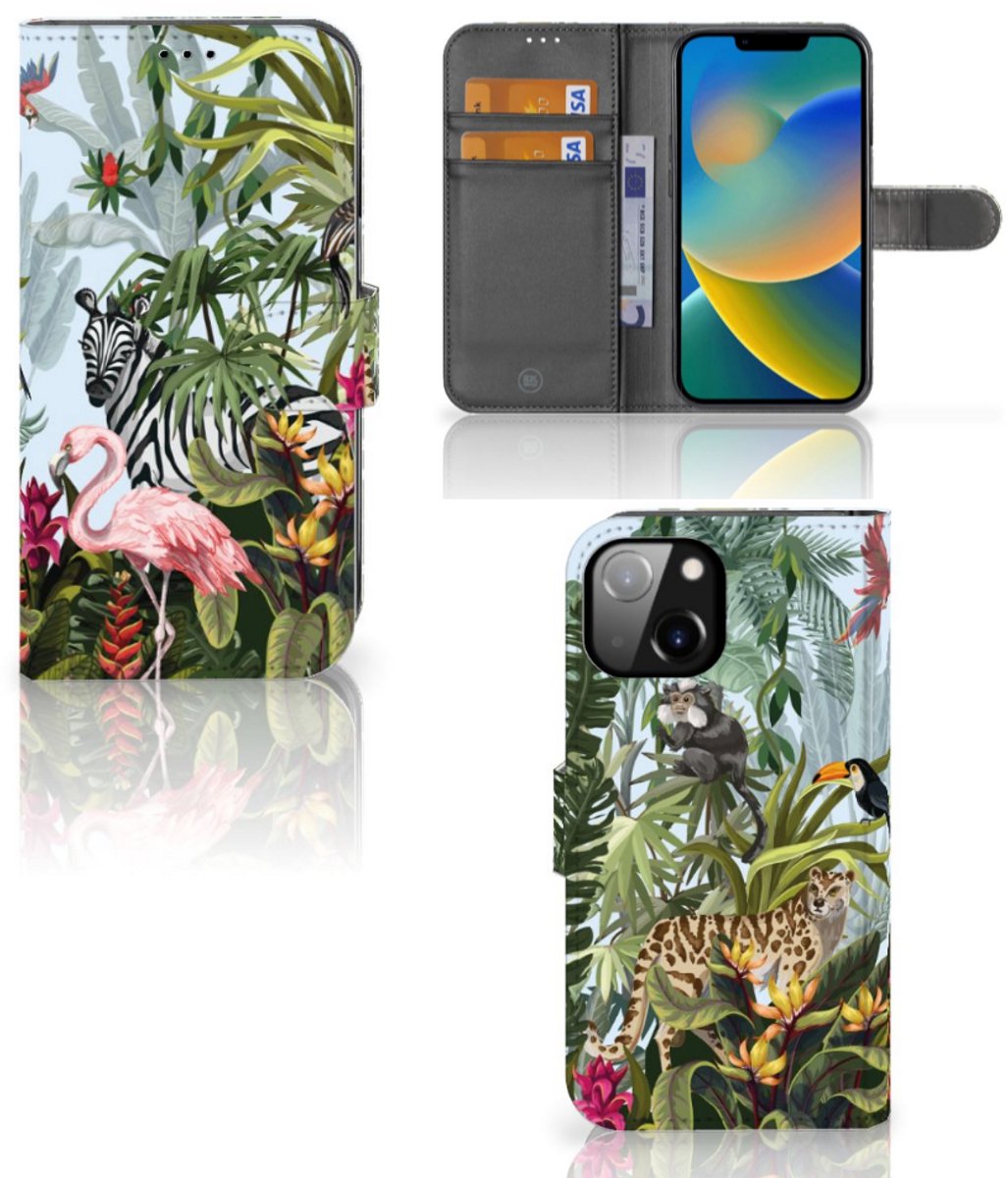 Telefoonhoesje met Pasjes voor Apple iPhone 14 Jungle