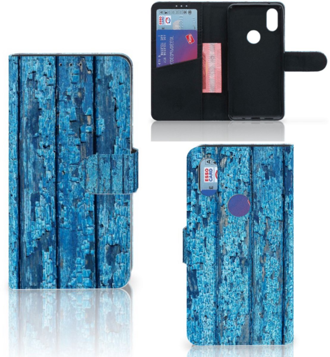 Xiaomi Mi Mix 2s Book Style Case Wood Blue