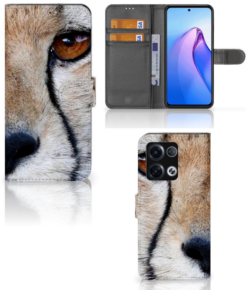 OPPO Reno8 Pro Telefoonhoesje met Pasjes Cheetah