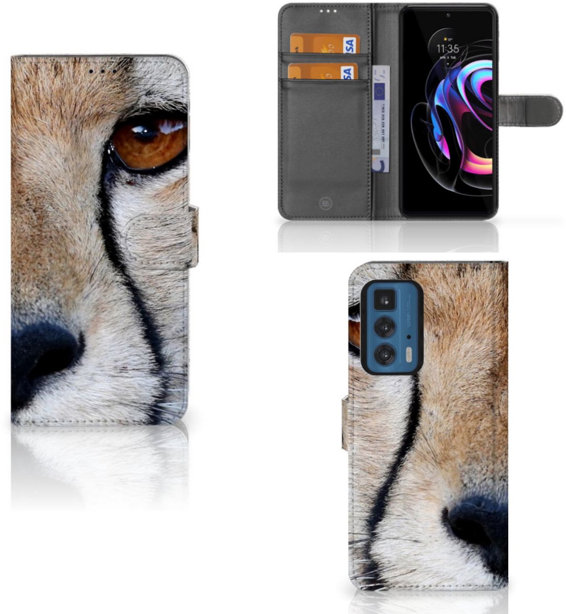 Motorola Edge 20 Pro Telefoonhoesje met Pasjes Cheetah