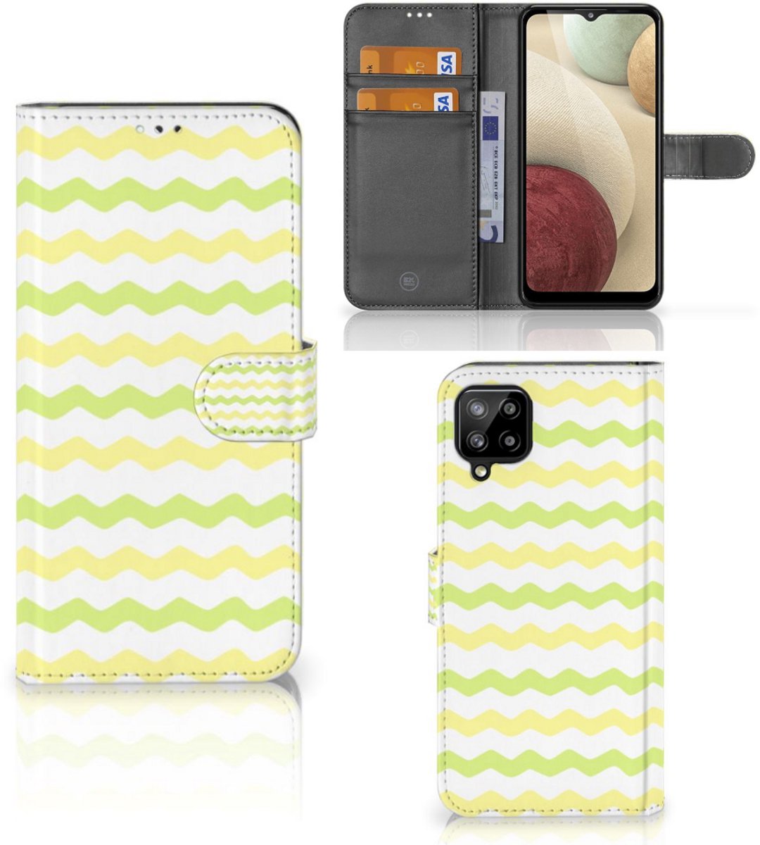 Samsung Galaxy A12 Telefoon Hoesje Waves Yellow
