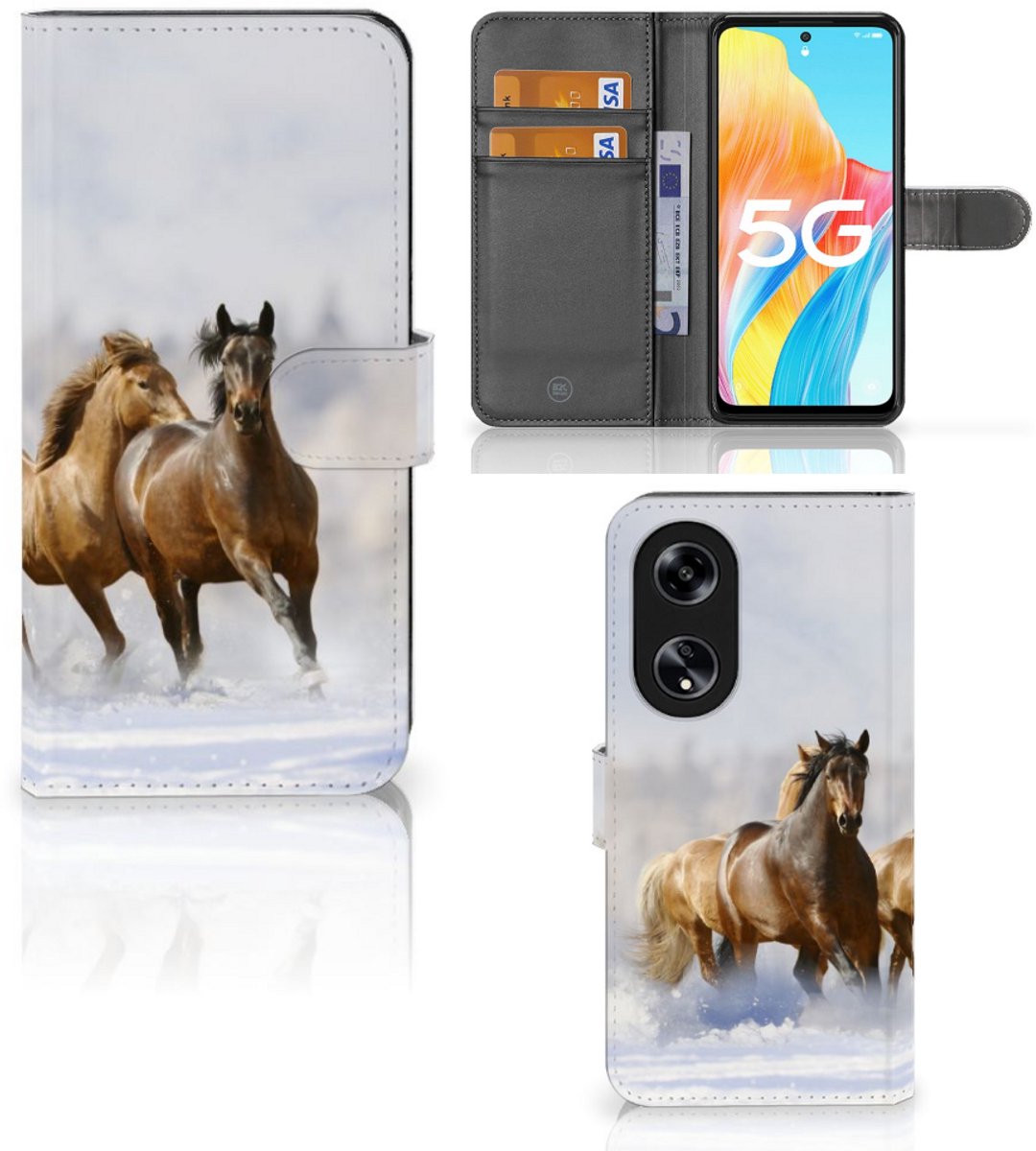 OPPO Reno8 T 5G Telefoonhoesje met Pasjes Paarden