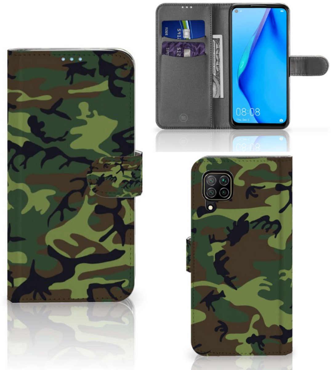 Huawei P40 Lite Telefoon Hoesje Army Dark