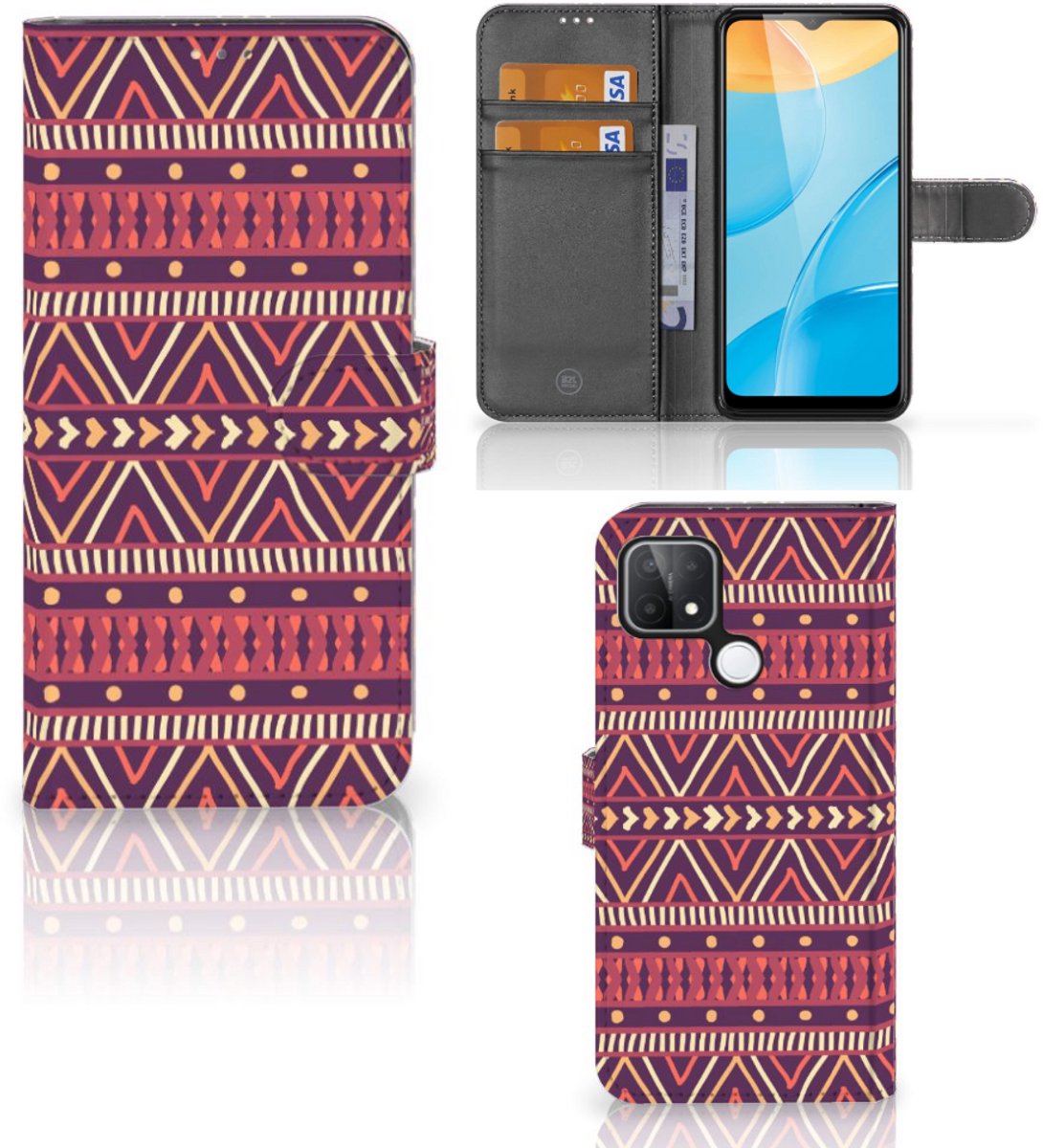 OPPO A15 Telefoon Hoesje Aztec Paars