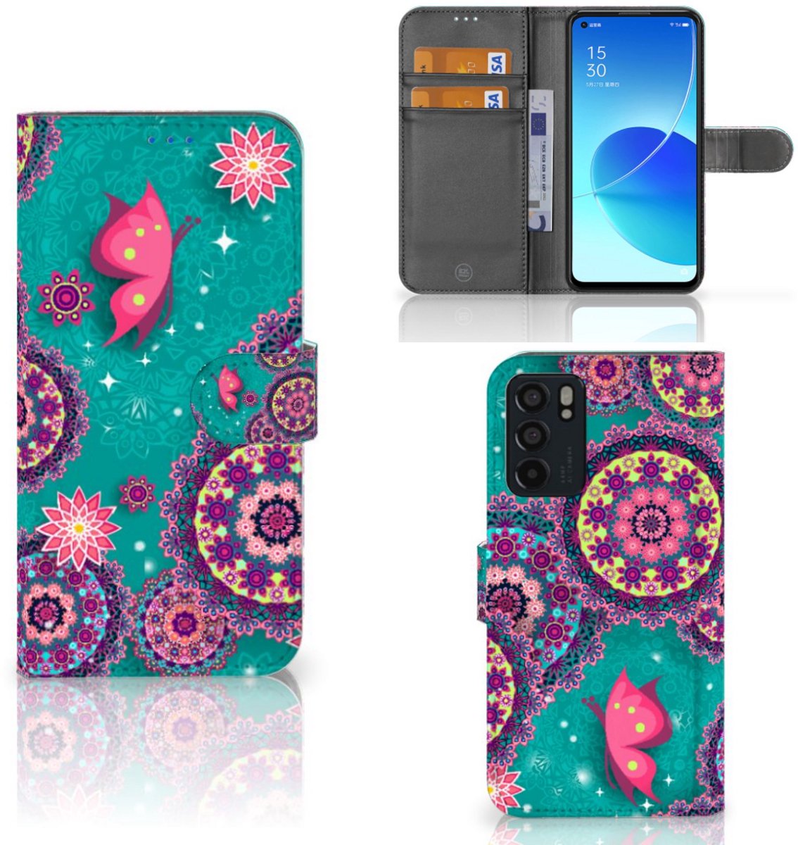 OPPO Reno6 5G Hoesje Cirkels en Vlinders