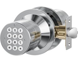 HIDALIFE Deurknop met toetsenbord, sleutelloos toegangsdeurslot, kinderbestendig, autoslot, eenvoudige installatie voor thuis, kantoor, appartement, garagebeveiliging, satijn chroom