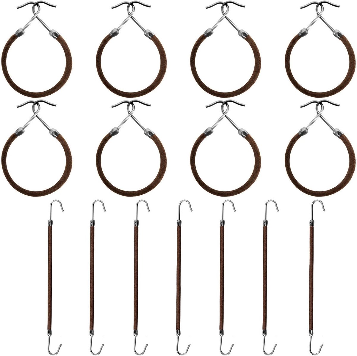 15 Stuks Ponytail Hooks en Elastische Bands voor Haarstyling - Bruin Haaraccessoires en Haarverzorging