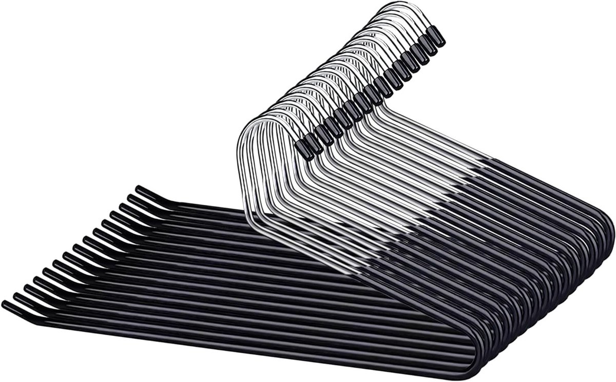 12-delige kledinghanger voor broeken en jeans, 37 cm, zwart - Perfecte oplossing voor ruimtebesparing en organisatie