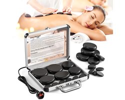 HOB Hot stone Massagestenen Set - Verwarmende Box - 12 Stuks - Hotstone Massageset - Hot Stone Verwarmer - Elektrische Set