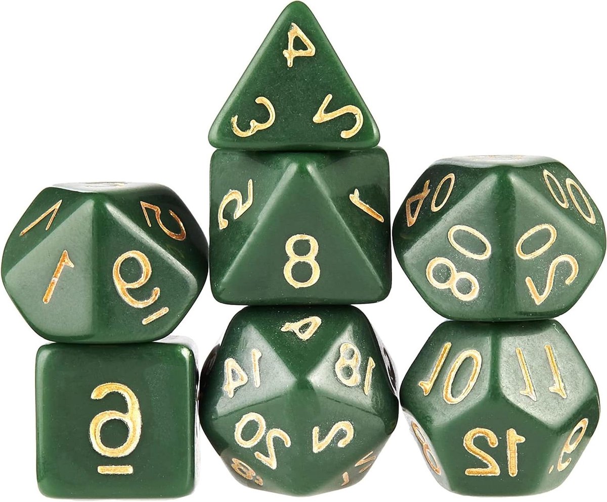 Veelvlakke Dobbelstenen - RPG Dobbelstenen Set - Tabletop Rollenspellen - Grote Makkelijk Leesbare Cijfers - 7 Delige Set - Hunter Groen