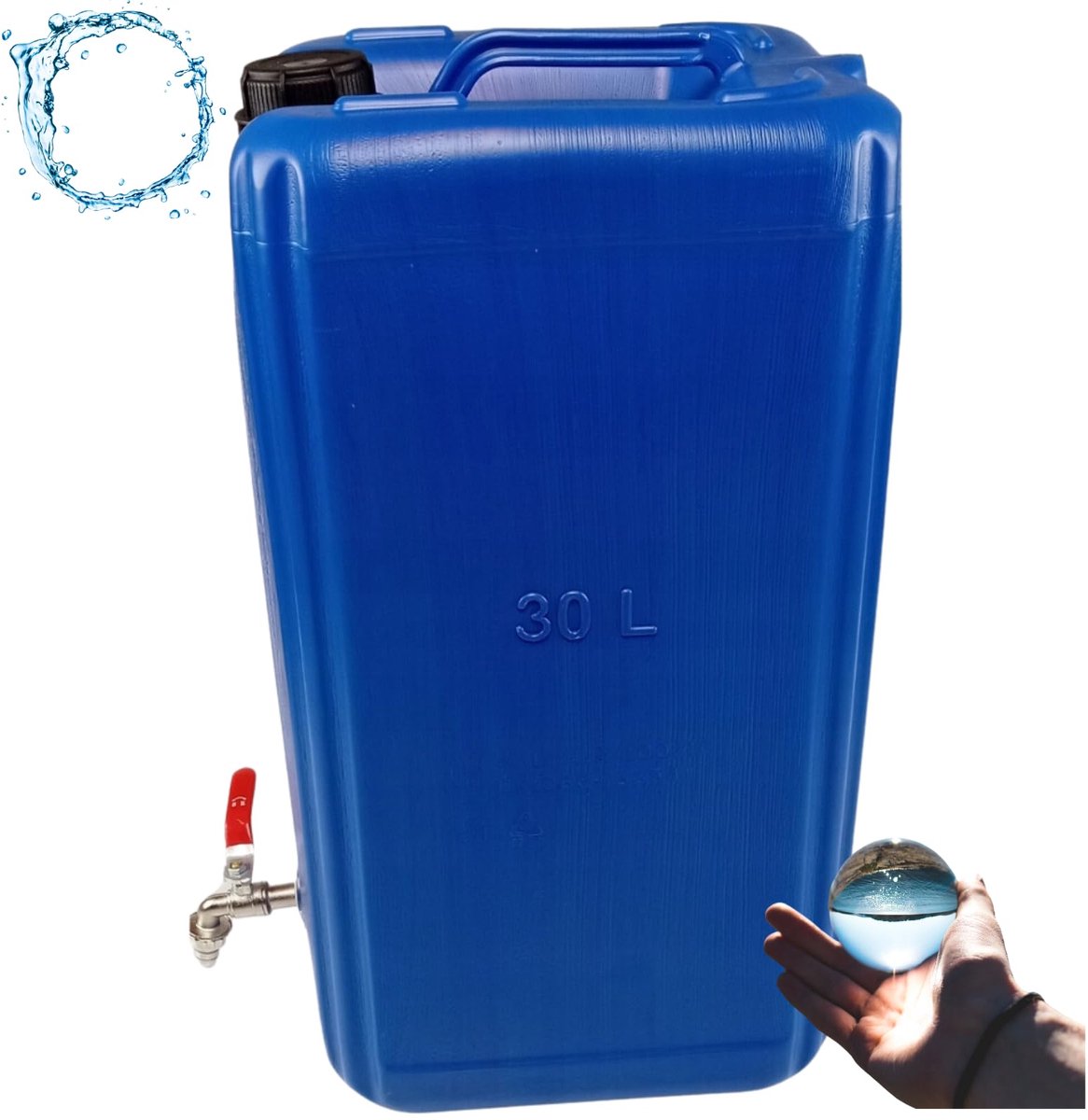 Anwicar Jerrycan voor Water - 30 L - Watercontainer met Kraantje en Dop - Waterdispenser Camping - Blauw