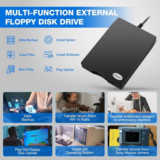 Externe disk drive - Floppy reader - Oude bestanden lezen - Plug and Play - 35 inch - Zwart — afbeelding 5
