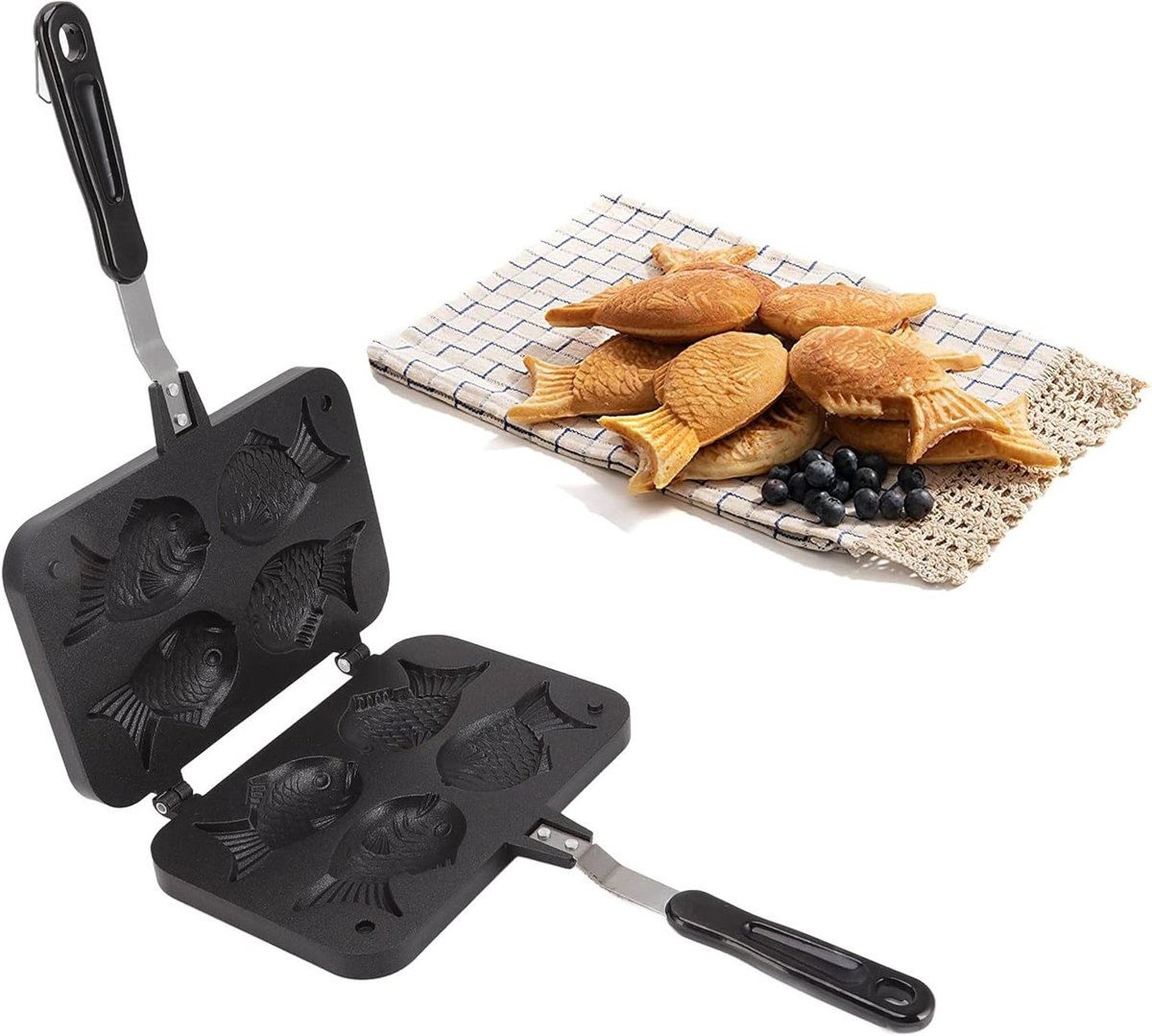 Visvormige Cake Pan voor Taiyaki, Dubbelzijdige Antiaanbakvorm voor Wafels en Desserts, Ideaal voor Thuis Koken en Feestjes