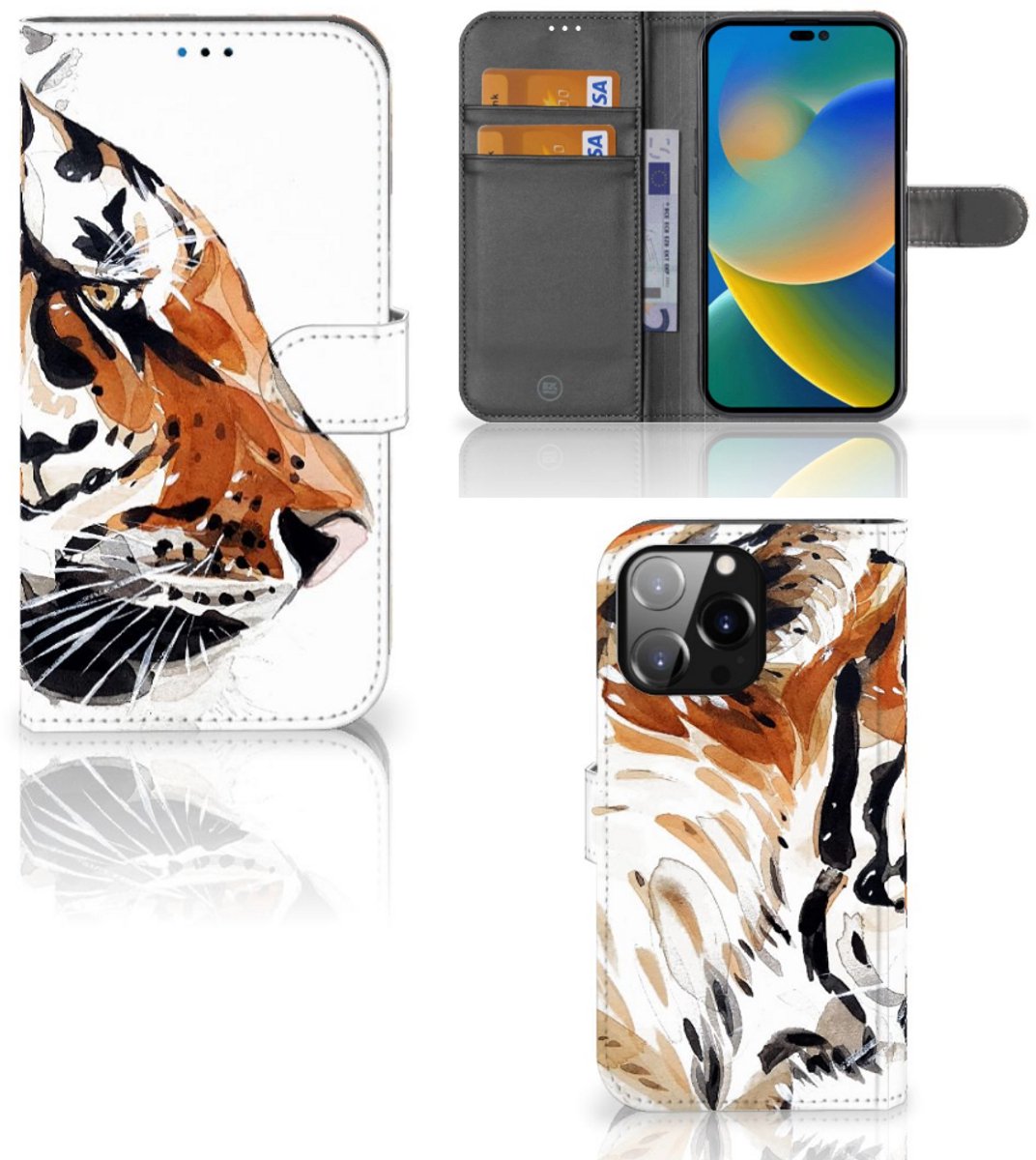 Hoesje iPhone 14 Pro Max Watercolor Tiger