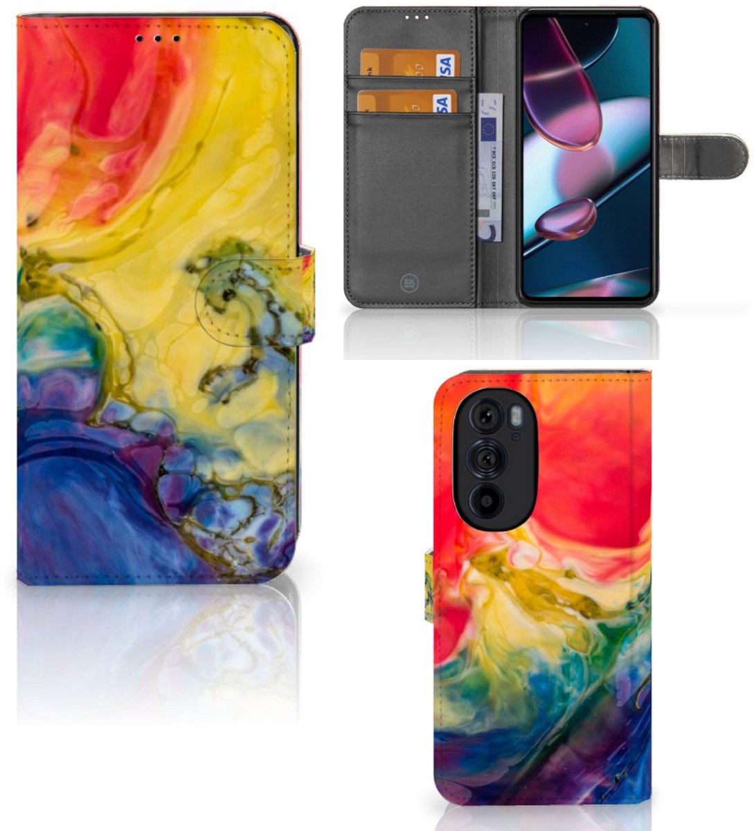 Book Case voor Hoesje Motorola Edge 30 Pro Watercolor Dark
