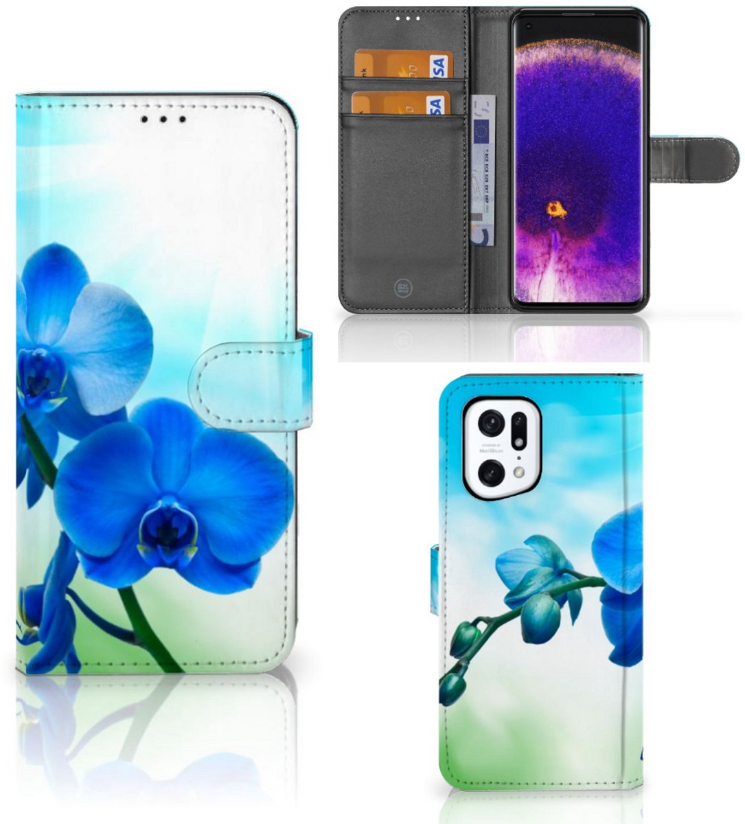 OPPO Find X5 Pro Hoesje Orchidee Blauw - Cadeau voor je Moeder