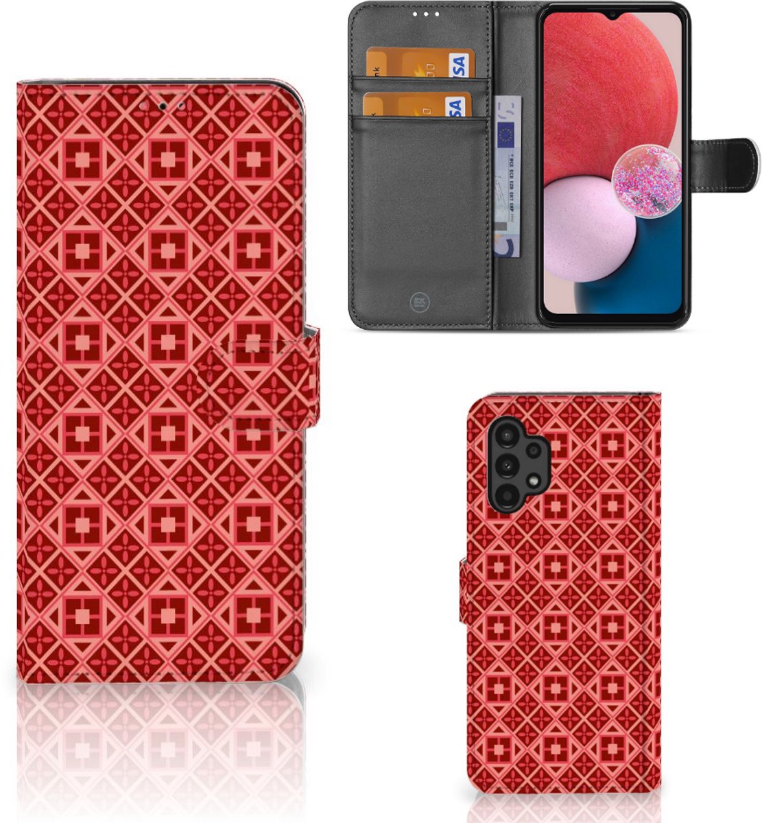 Samsung Galaxy A13 (4G) Telefoon Hoesje Batik Rood