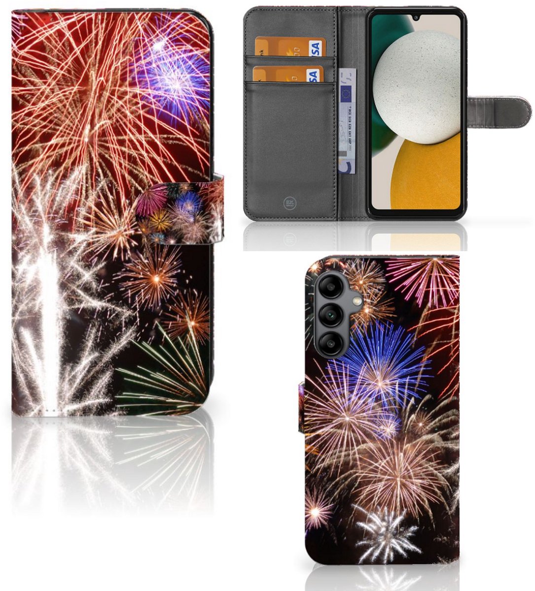 Samsung Galaxy A34 Wallet Case met Pasjes Vuurwerk